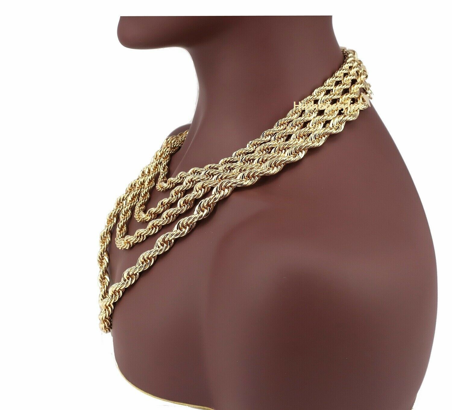 14k Yellow Rope Chain Necklace Bracelet 7mm 8mm 9mm 10mm Width Gold Plated