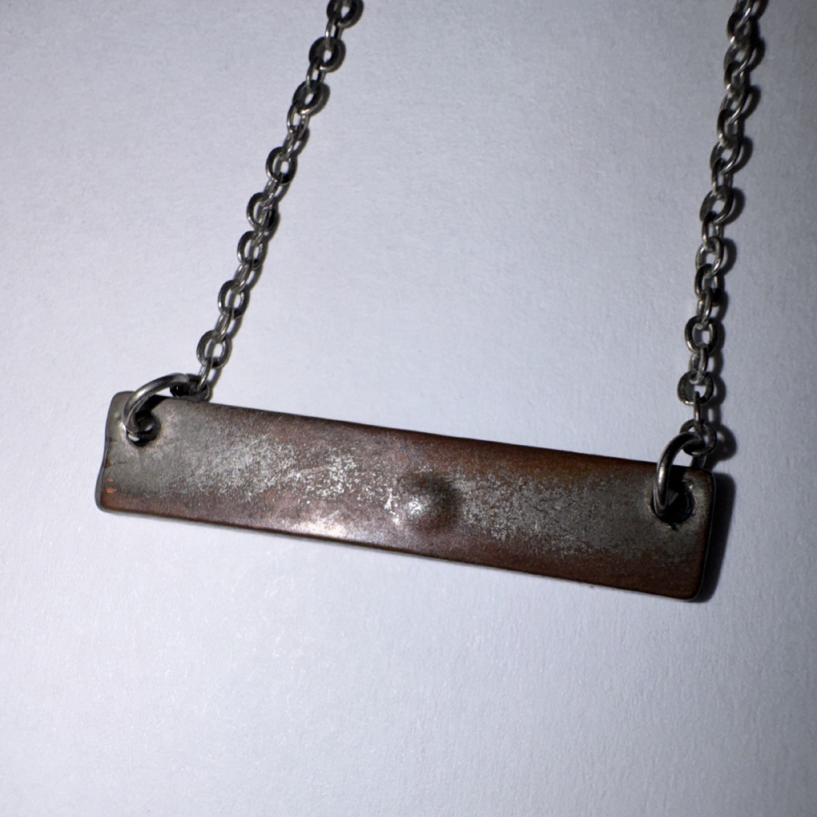 Silver Tone Cable Chain Necklace Bar Pendant ‘love’ Engraved, Adjustable Clasp