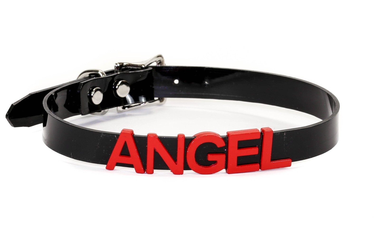 Black Vinyl Slave Name PVC Red Bdsm-Choker-Slut-Collar-Choker-Adult-Kinky