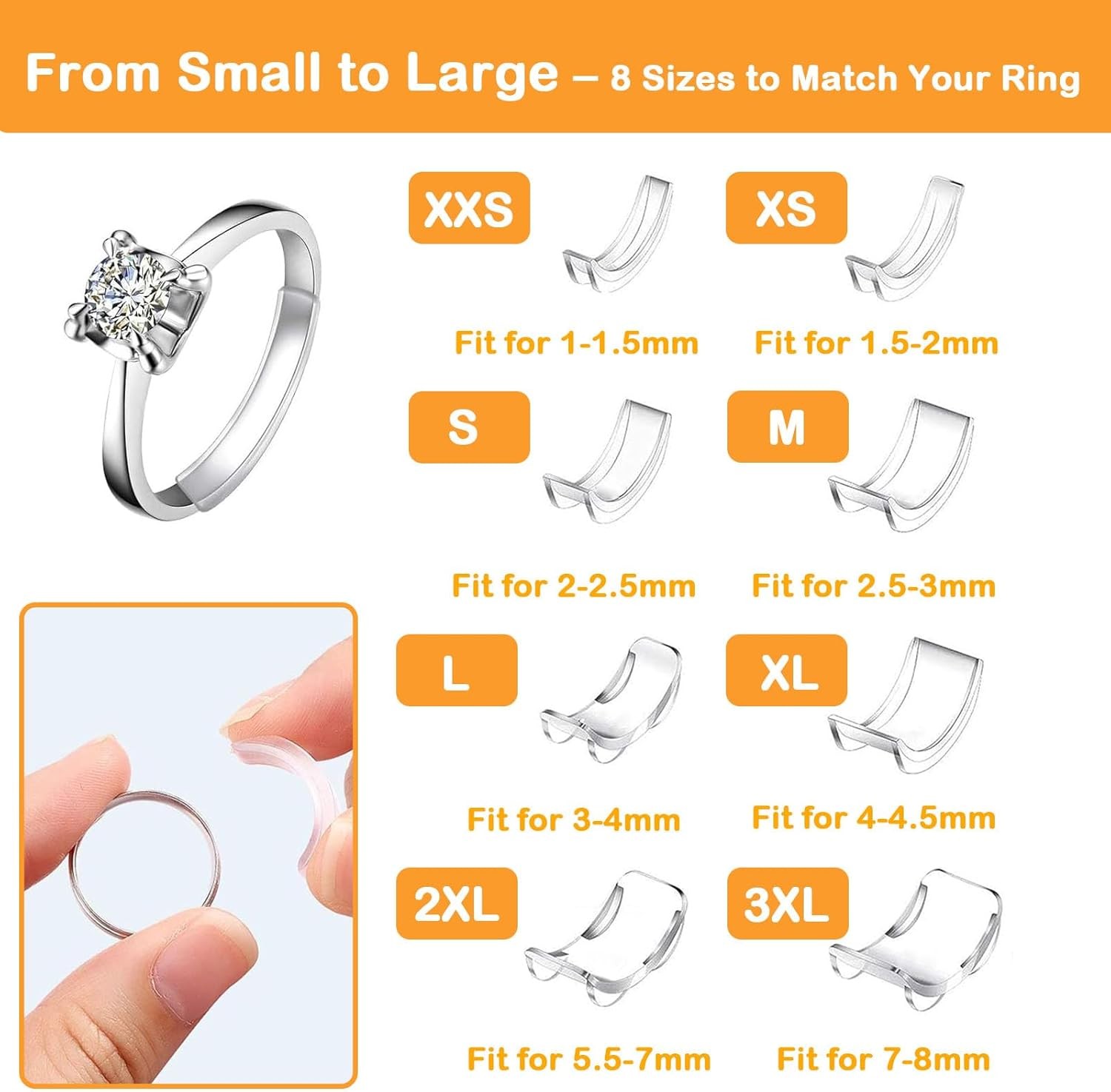 Ring Sizers for Loose Rings, 12 Packs Ring Guards & 1 Ring Sizer Belt, Ring Size
