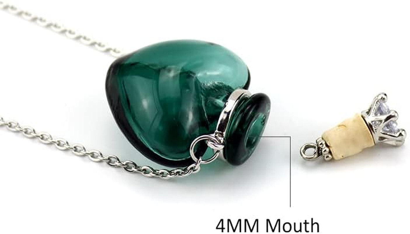 1PC 1PC Colorful Heart Vial Perfume Bottle Necklaces Stainless Steel Chain Make