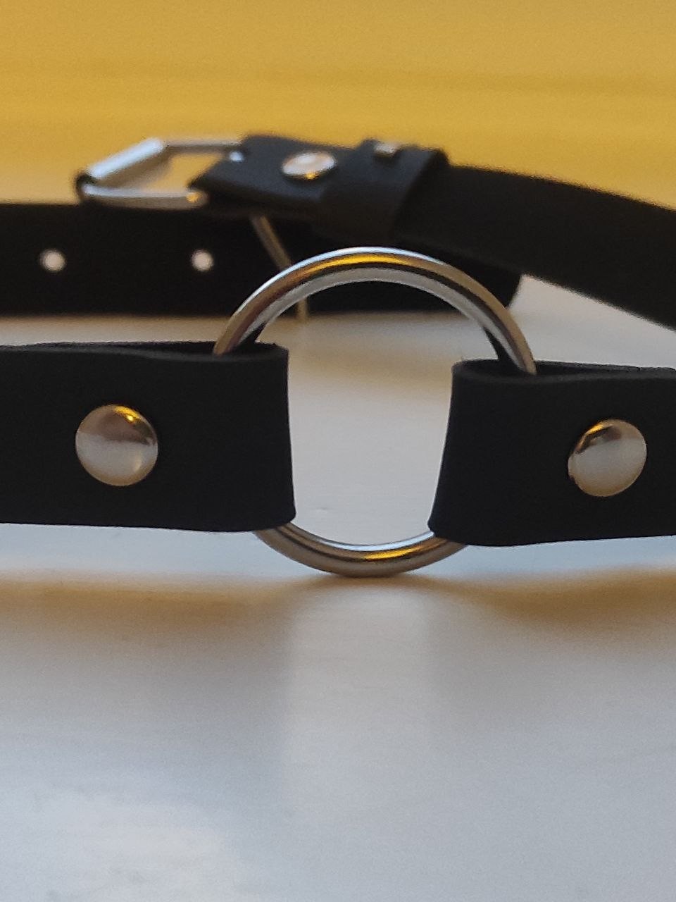 Black Faux Leather O-Ring Choker / Goth Grunge Collar