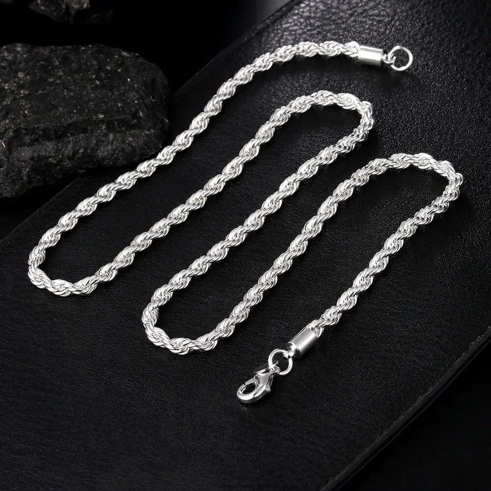 Collar Cadena De Plata 925 Para Mujeres Hombres De Alta Calidad De Moda Regalo