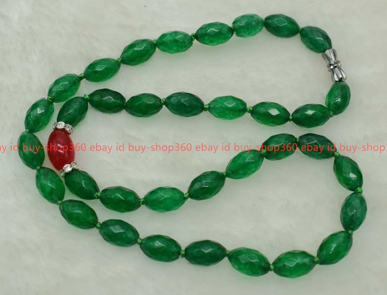 Brand New Natural Beauty 8x10mm Faceted Green Jade Necklace 16-36 Inches