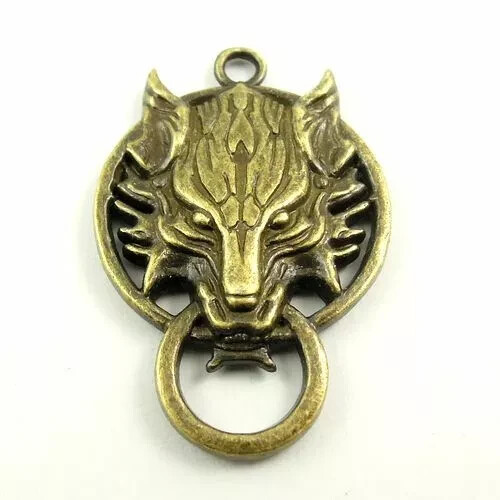 Bronze Wolf Door Knocker Head Pendant and 18″ Necklace FREE SHIPPING IN THE USA!