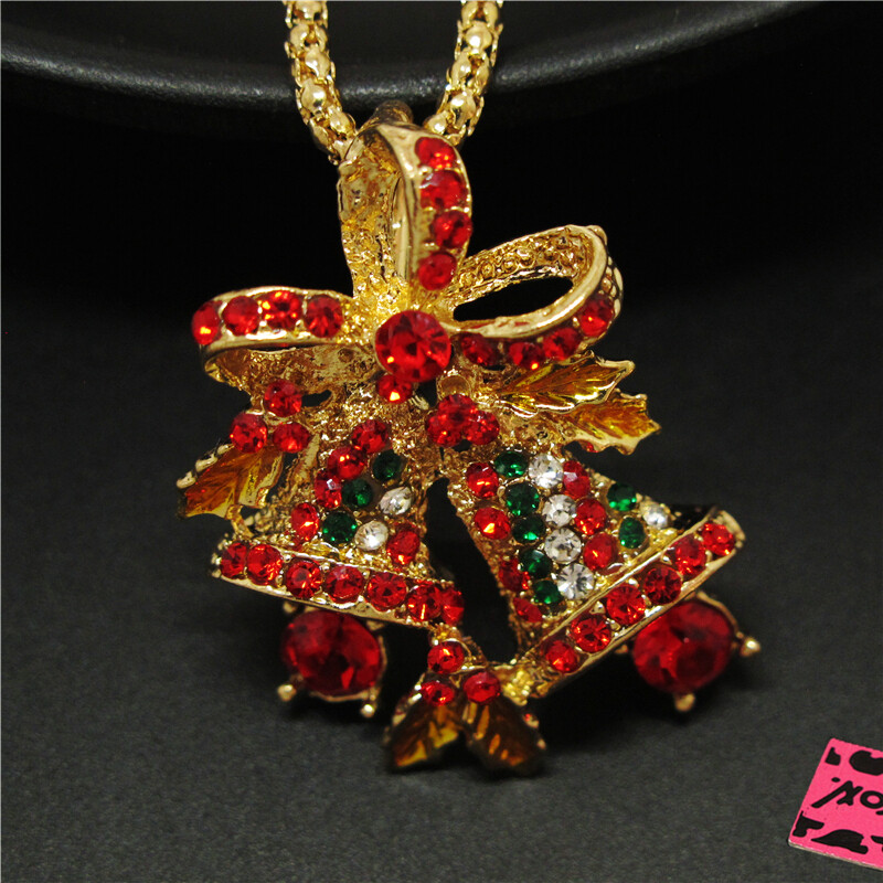 New Fashion Women Lovely Red Bling Christmas Bell Pendant Chain Necklace
