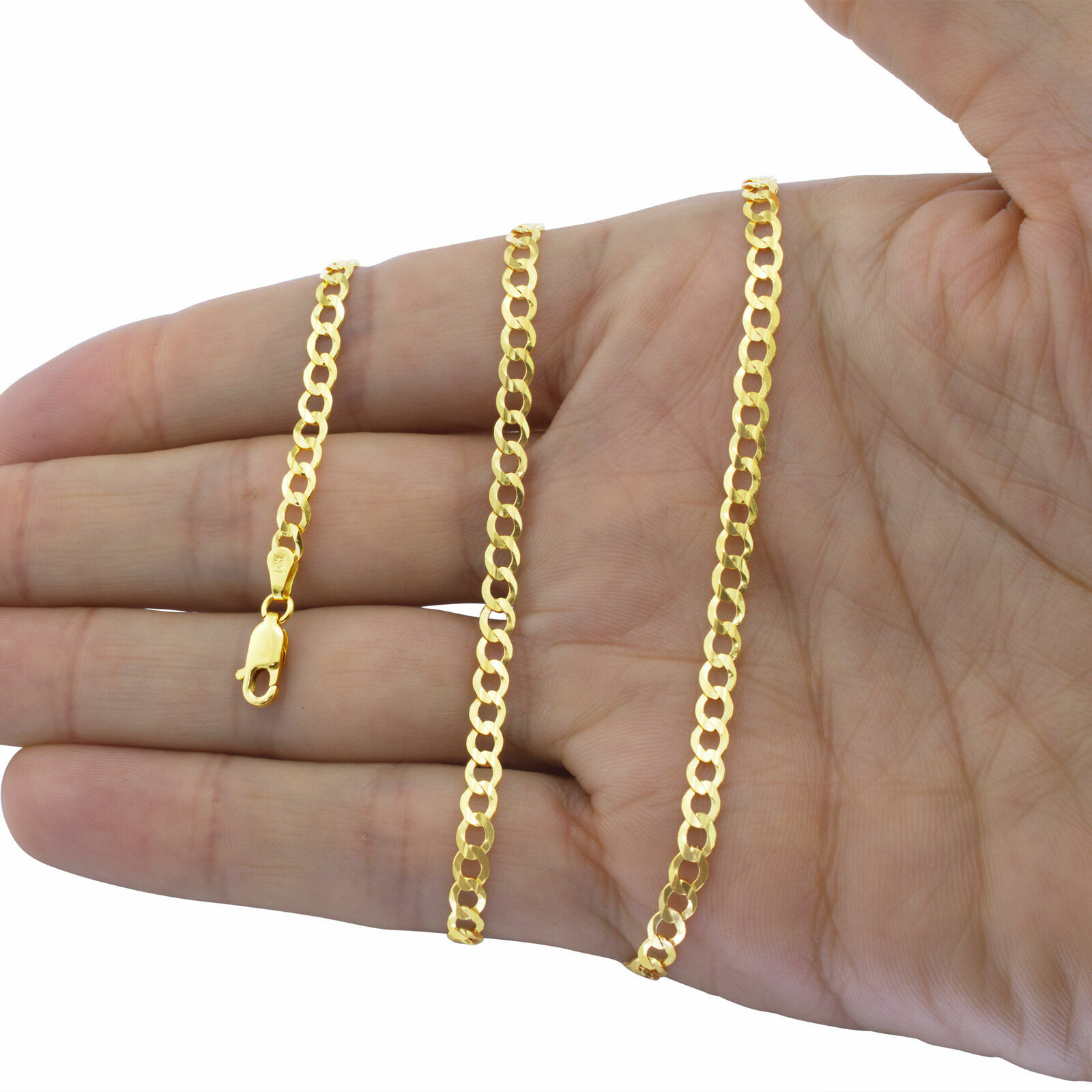 18K Yellow Gold Filled Tarnish-Resistant 20″ 3 mm Flat Curb Chain Necklace K819G
