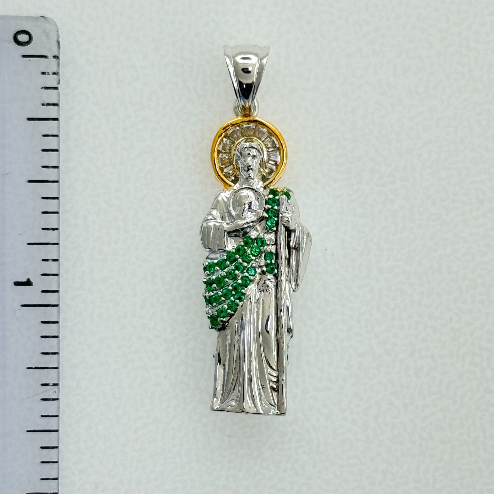 Silver 925 CZ Saint Jude Pendant Rhodium finish for last longer