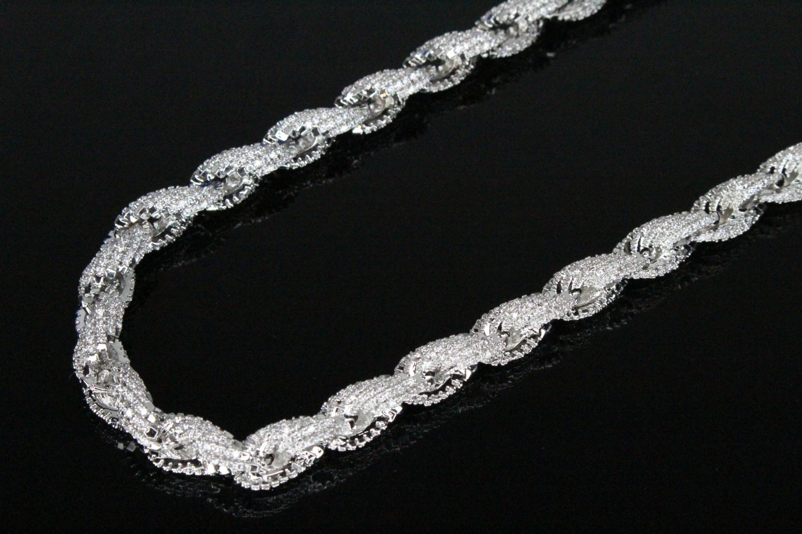 14k STAMPED 8mm ICE OUT Rope Chain Necklace 64ctw Lab Sim Diamond 150g+ HEAVY !