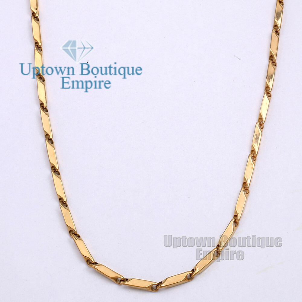 18-36″ Gold Men’s Stainless Steel 4mm Arrow Bullet Stick Necklace Chain Link