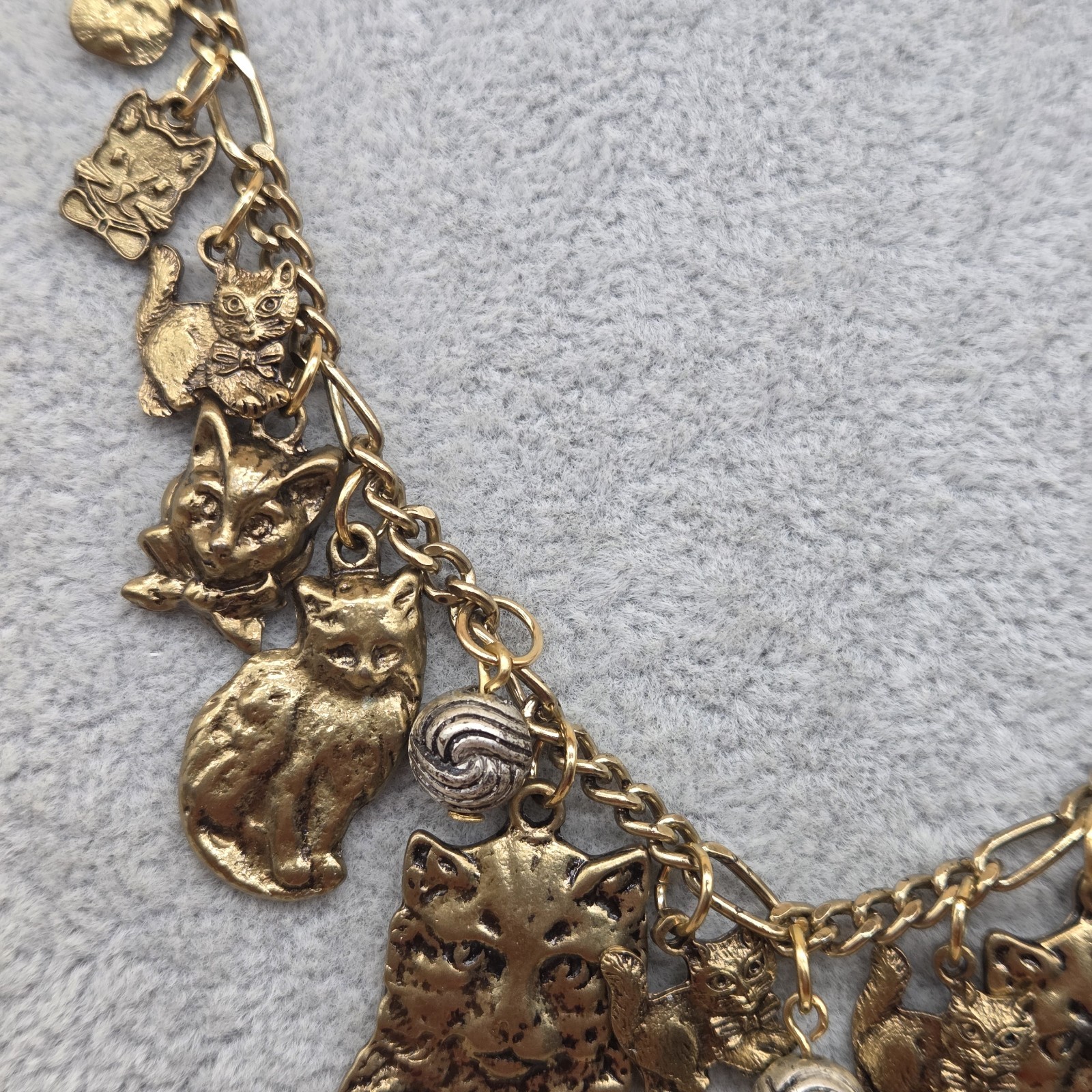 Cats Charms Pendant Style Heart Ribbon Flower Chain Necklace