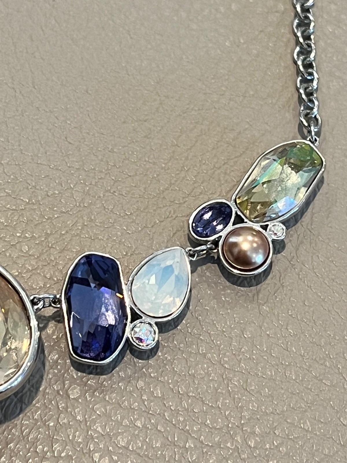 Touchstone by Swarovski Multi Color Crystal Silver Tone Rhodium Finish Necklace