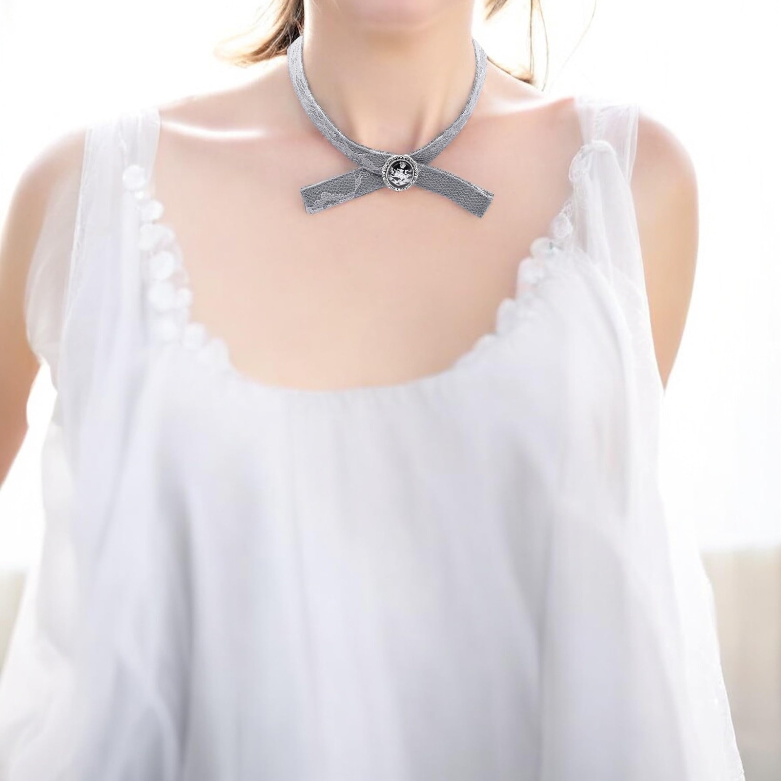 PRINCESS CUTENESS STORE Alice Cullen Vampire Victorian Choker Medium, gray