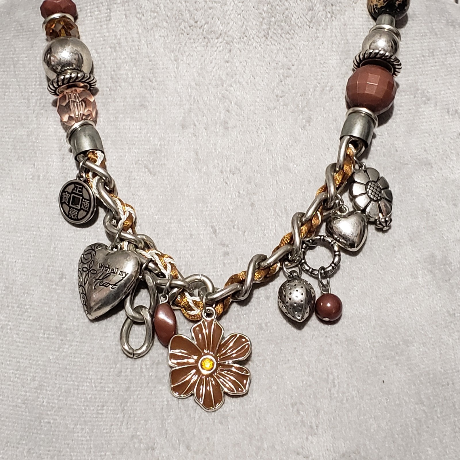 Chunky Cluster Silver Necklace Charms Statement Boho Earthy Hippie Festival Glam