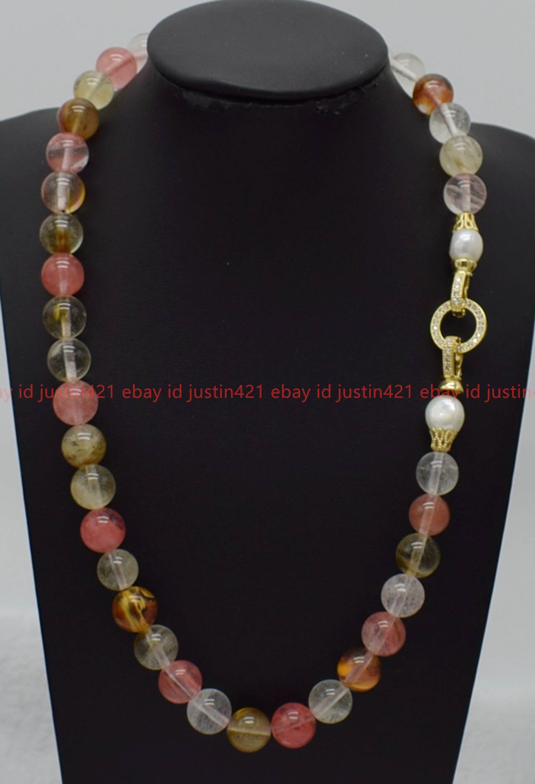 Natural 8/10/12mm Watermelon Tourmaline Pearl Round Gems Beads Necklace 16-28in