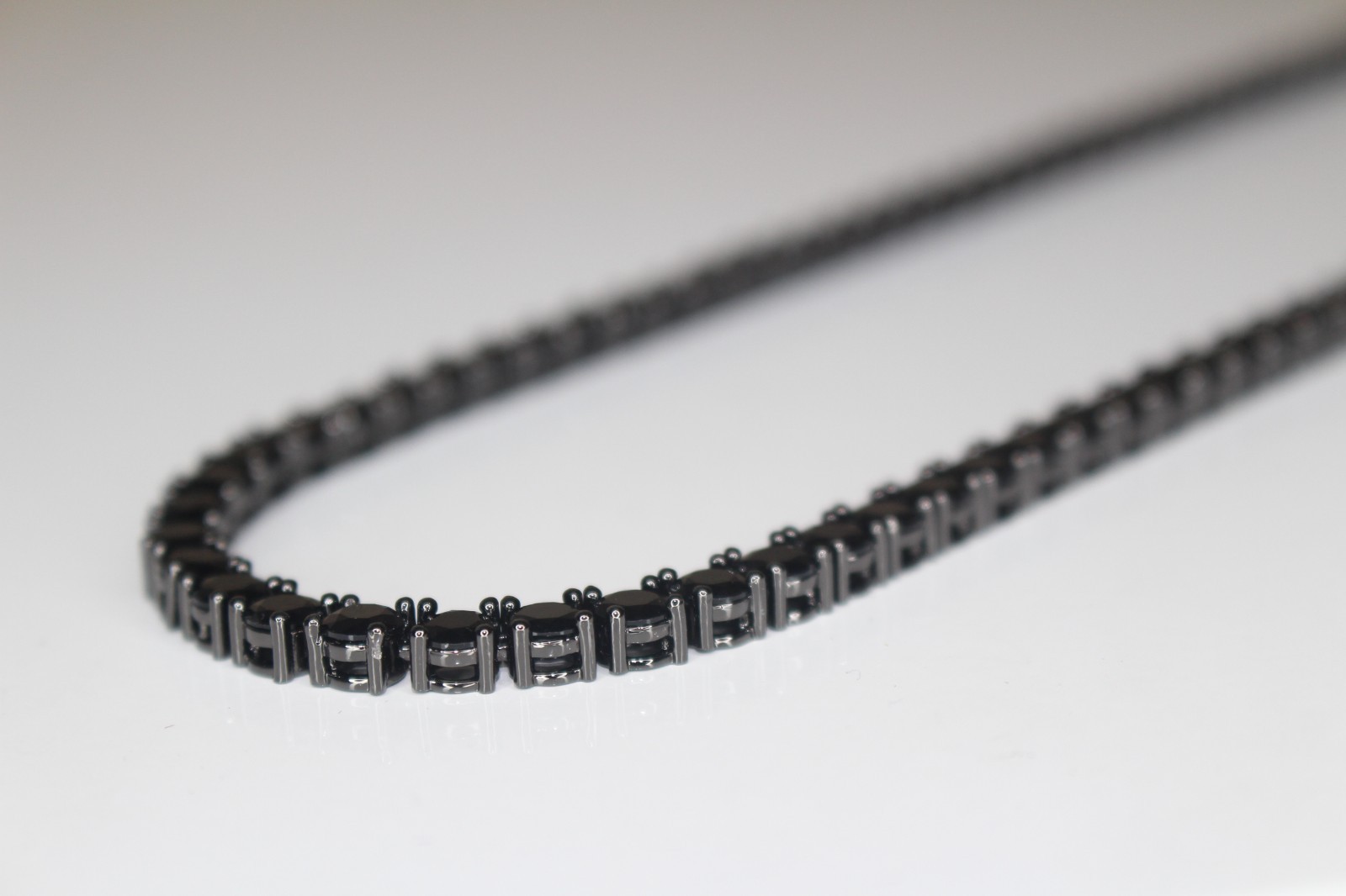 5mm ONYX BLACK Diamond 60ctw Lab Sim VVS1 Tennis Chain Necklace PVD 50g+ HEAVY