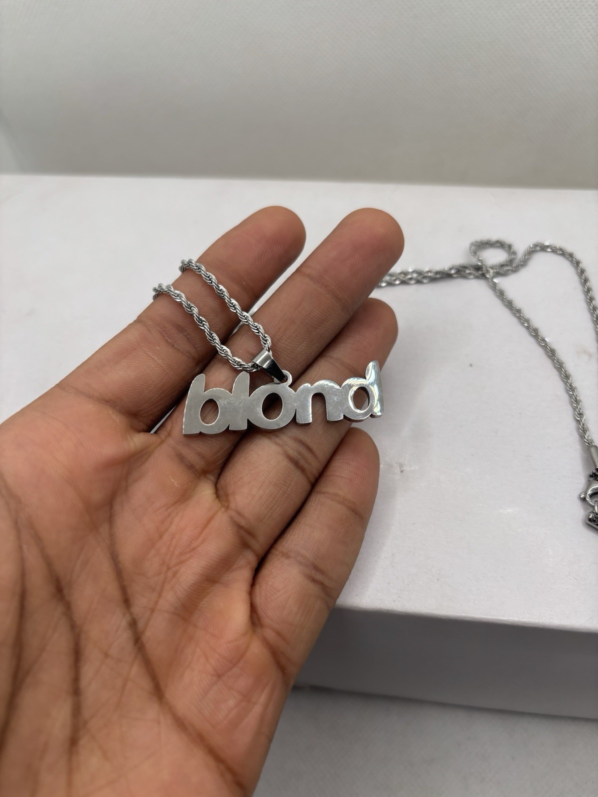 60 Cm Stainless Steel Blond Pendant Necklace Rope Minimal Streetwear Jewelry