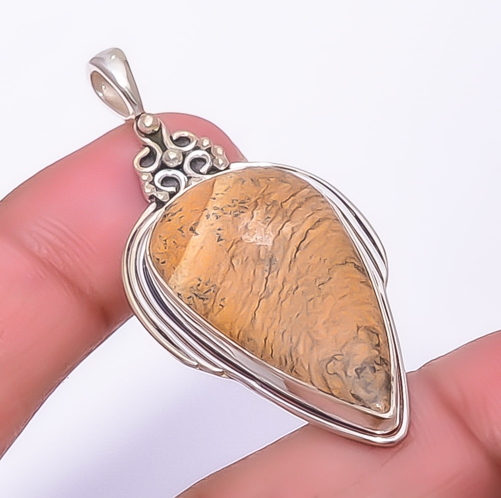 Picture Jasper – Oregon 925 Sterling Silver Pendant 2.03″ P772338 Christmas Gift