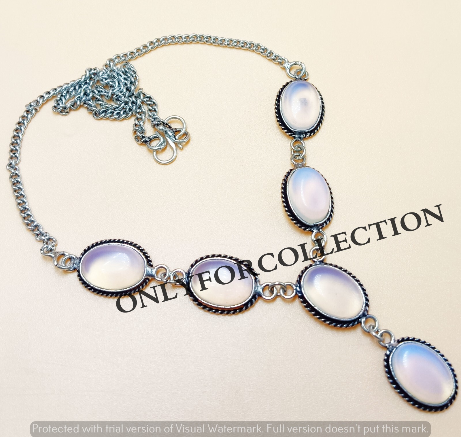 Trendy Opalite Gemstone 925 Sterling Silver Plated Unisex Handmade 1 PC Necklace