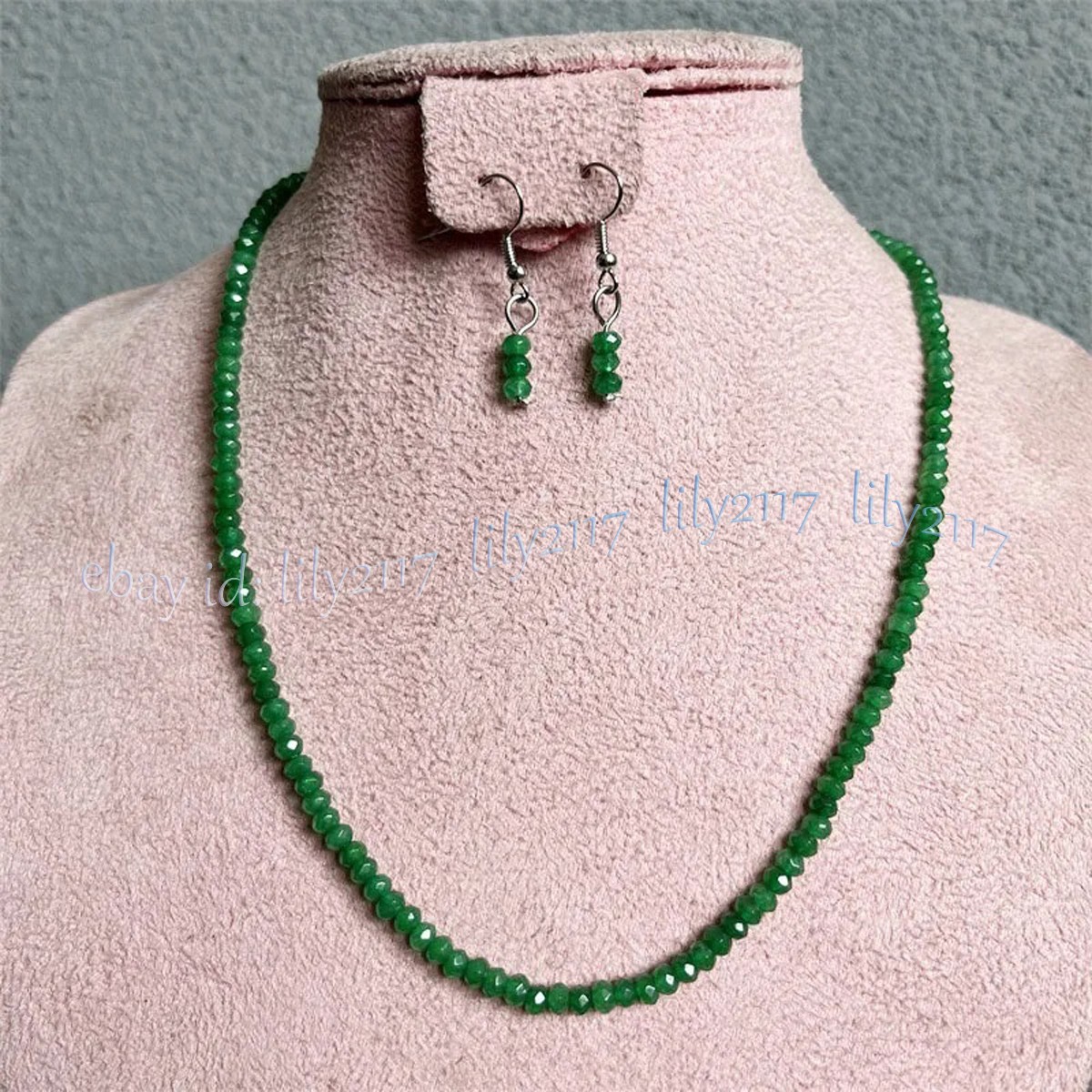 Faceted 2x4mm Natural Gemstone Rondelle Beads Necklace Earrings Set 14-36”
