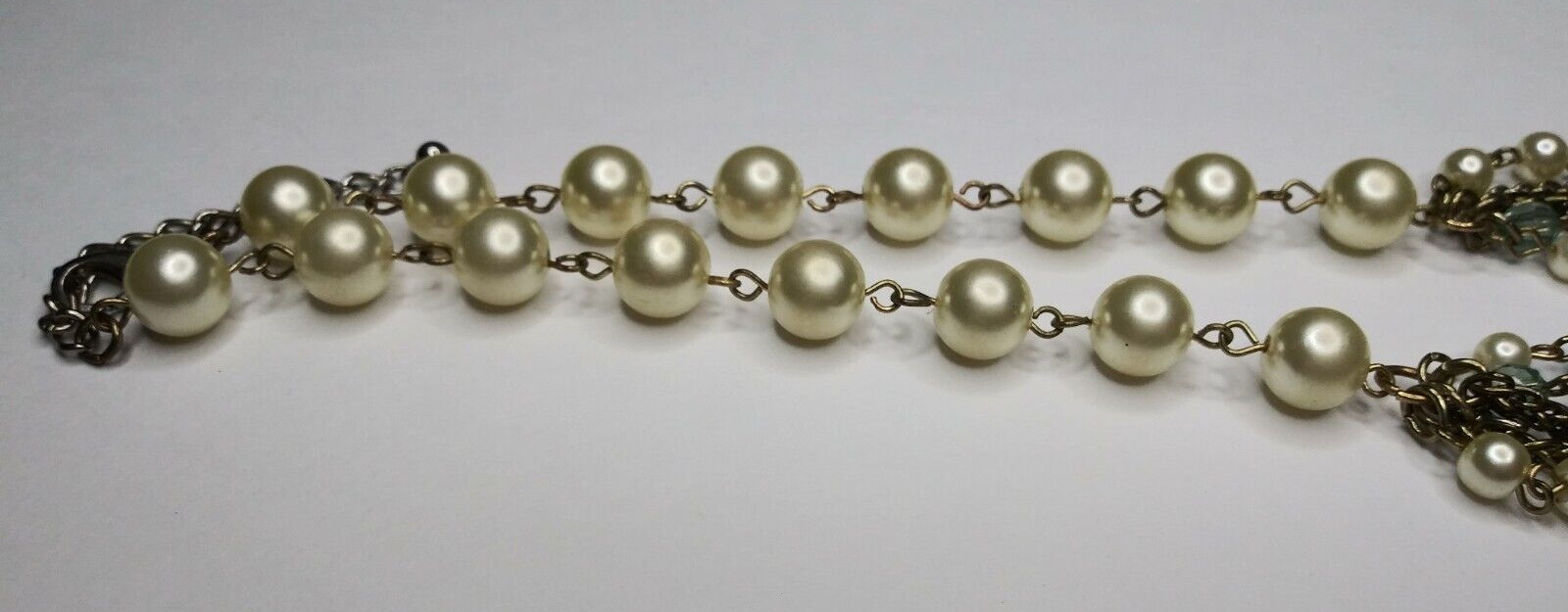 Faux Pearl Necklace with 5 Strands Fashion Costume Jewelry