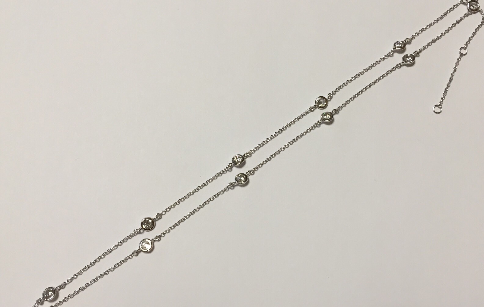 925 Sterling Silver Diamond by the Yard Necklace Adjustable 16”-18” “Brand NEW