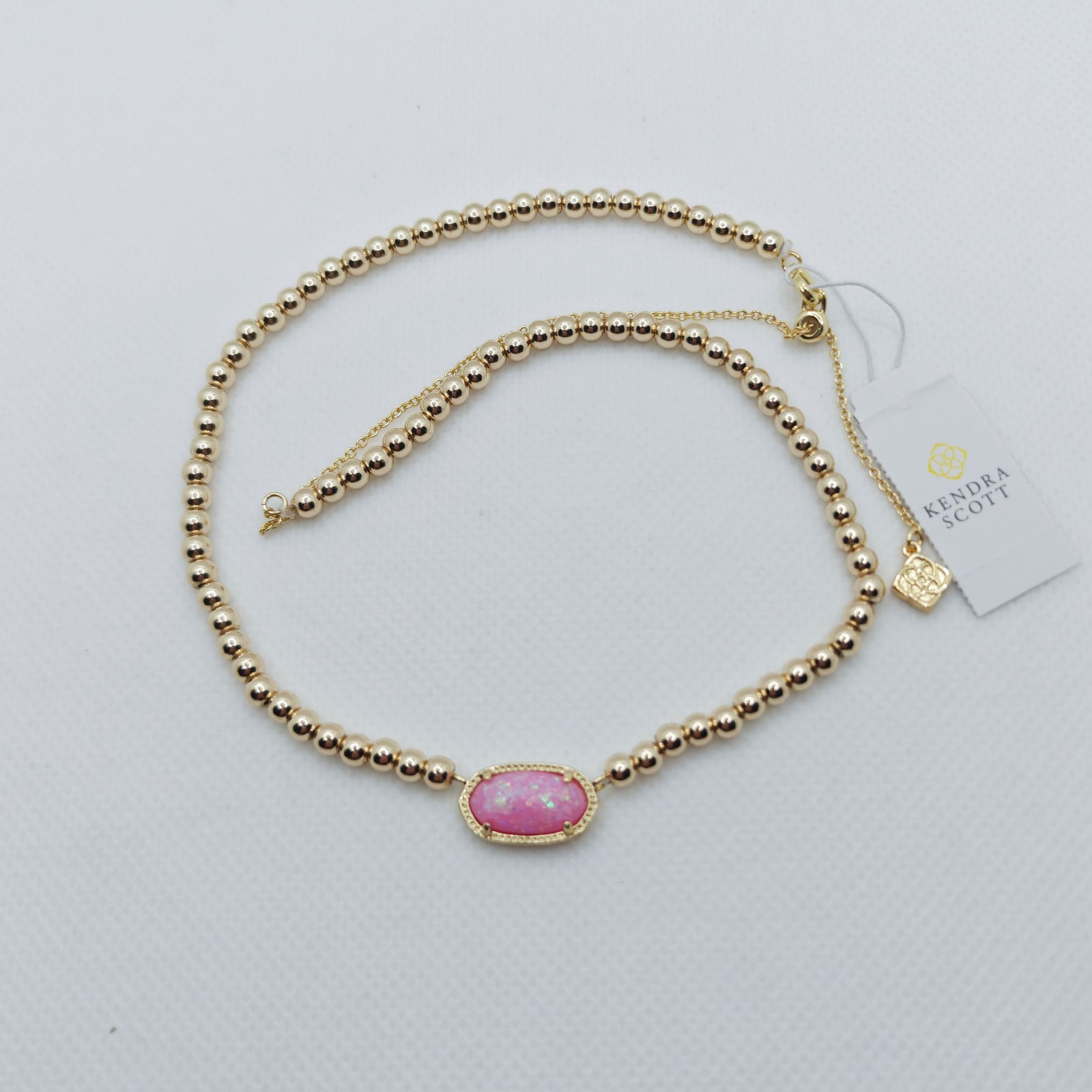 Kendra Scott Elisa Gold Beaded Short Necklace in Pink Opal