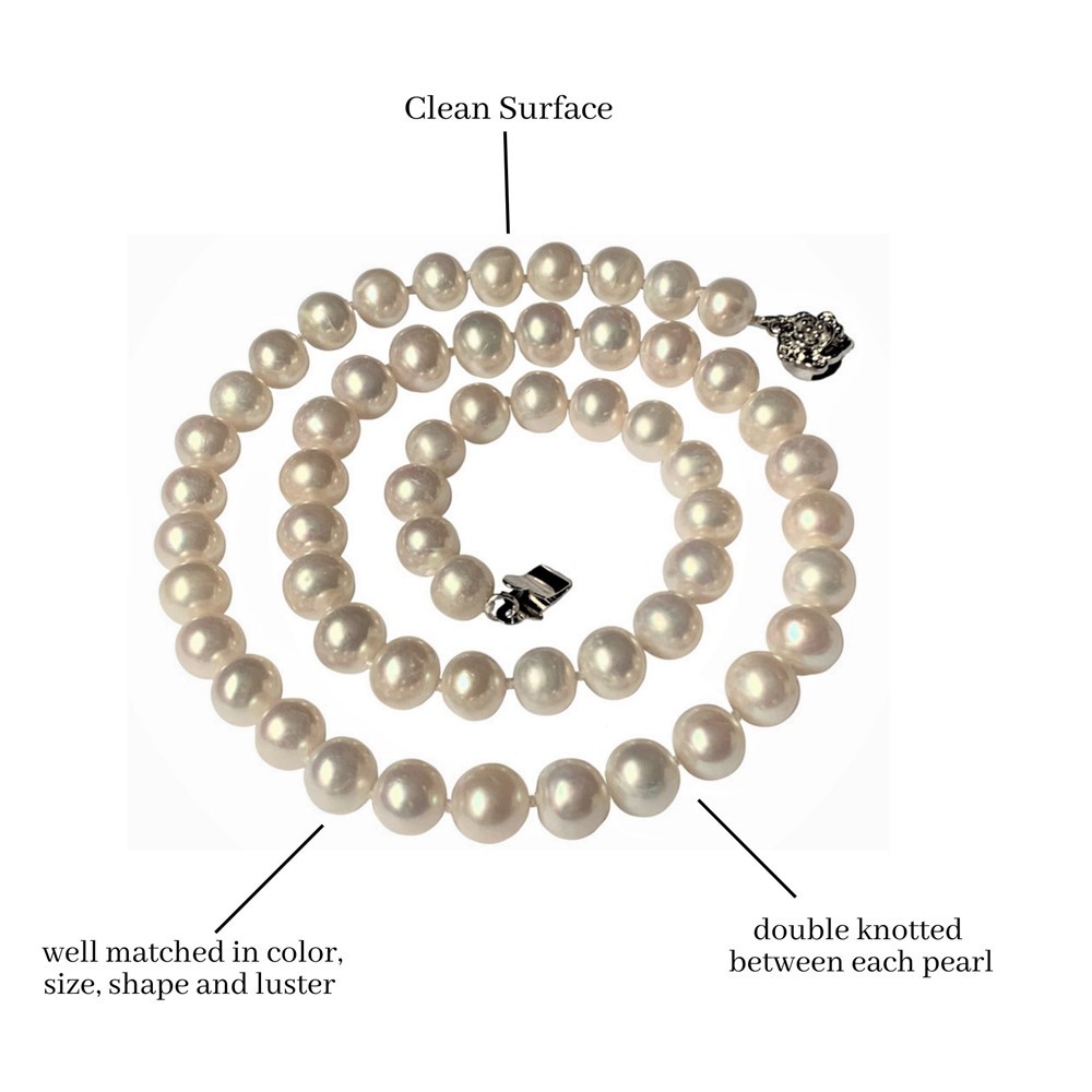 16″ Inch Choker Cultured Freshwater 6-6.5mm White Pearl Strand Necklace Genuine