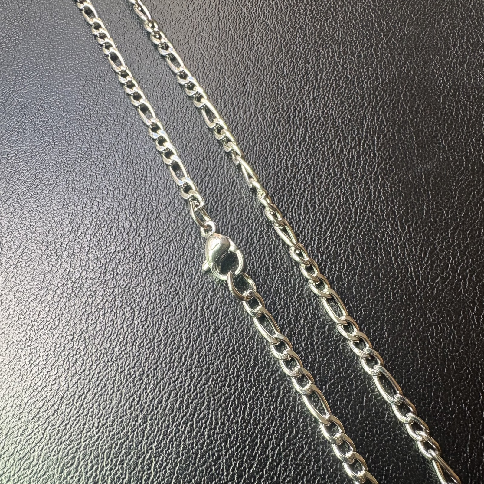 22″ 3mm Figaro Chain Necklace Silver Stainless Steel Micro Minimalist Men Women