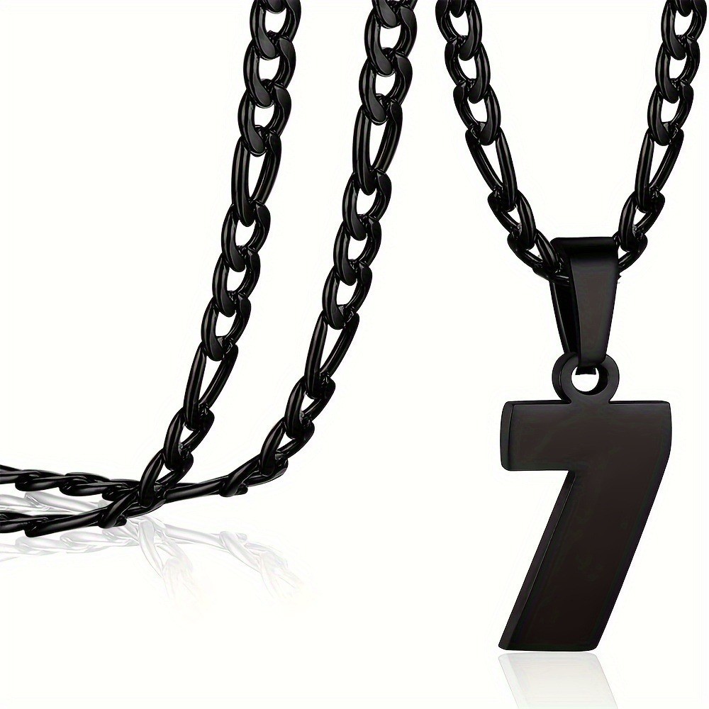 #00-#99 SPORTS BLACK NUMBER Pendant Charm / 24IN STAINLESS CHAIN NECKLACE
