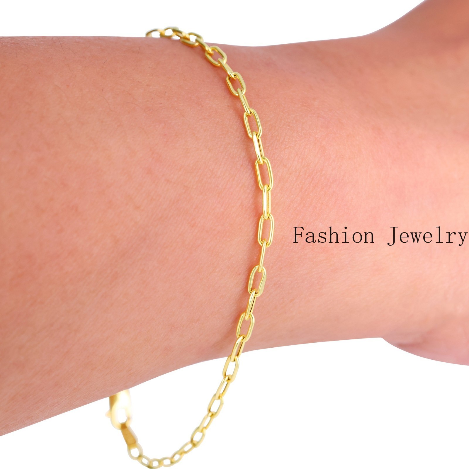 14k Yellow Gold Paperclip 2mm-7mm Chain Cable Rolo Bracelet Mens Womens 7″ – 8″