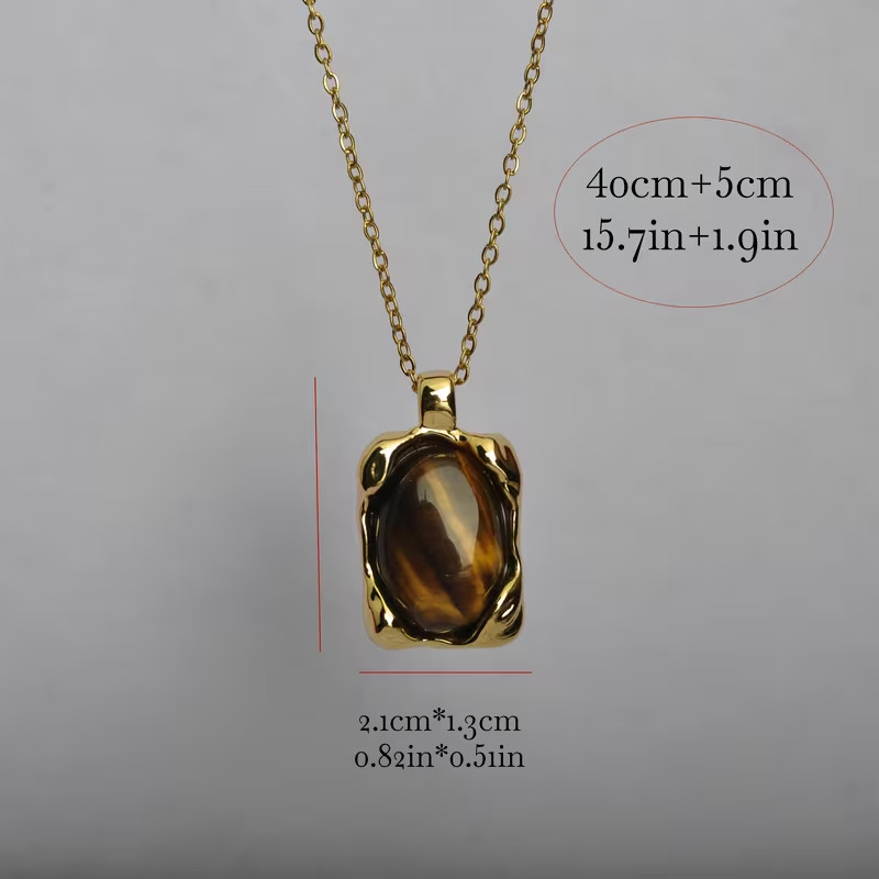 Beautiful Gold Plated Tiger Eye Pendant & Necklace! FREE SHIPPING IN THE USA!