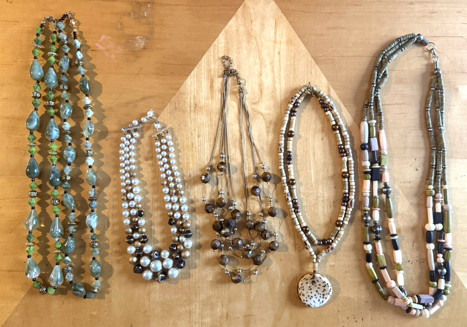 Lot of 5 Nice Beaded Necklaces – Mixture of Materials