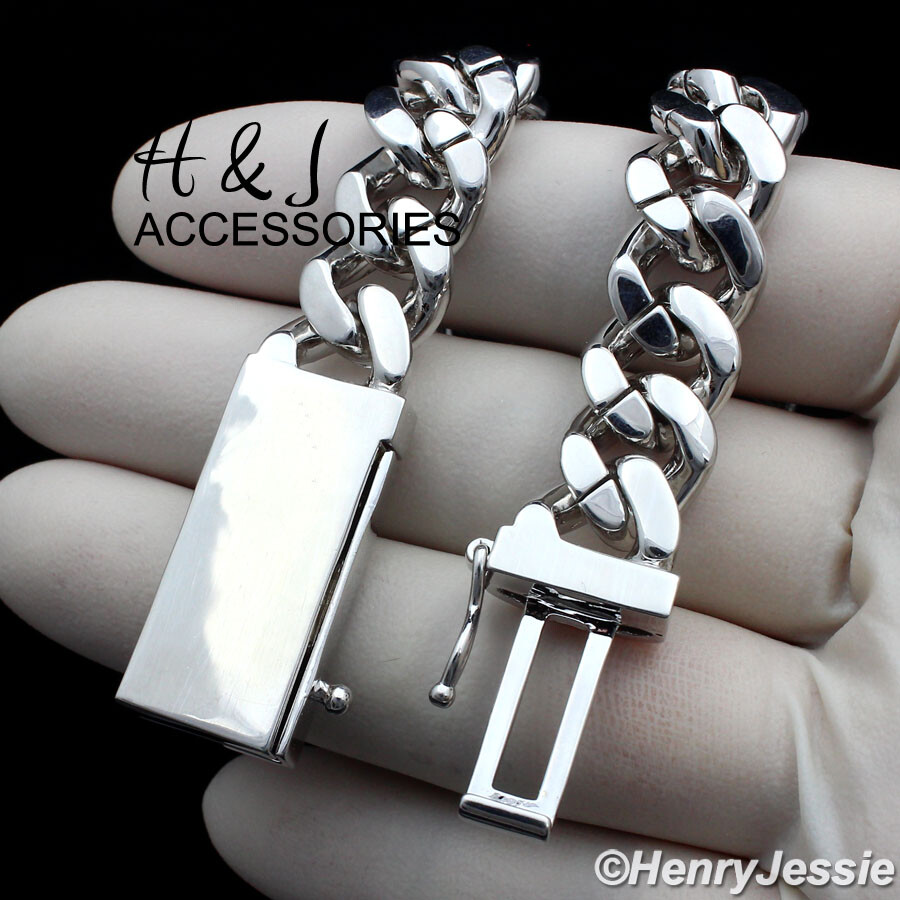 MEN 14K WHITE GOLD PLATED 18″-24″X12MM CZ PRONG SET CURB CHAIN NECKLACE*ABN5