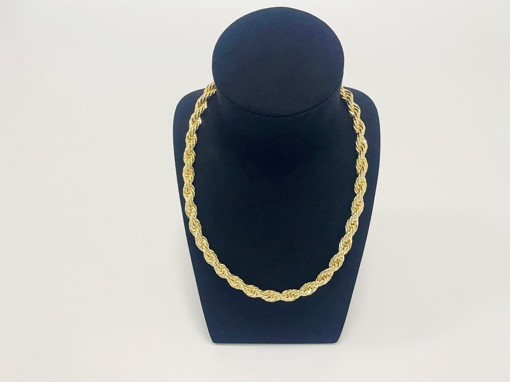 10K Yellow Gold 10mm Laser Diamond Cut Rope Chain Necklace Men Women 22″