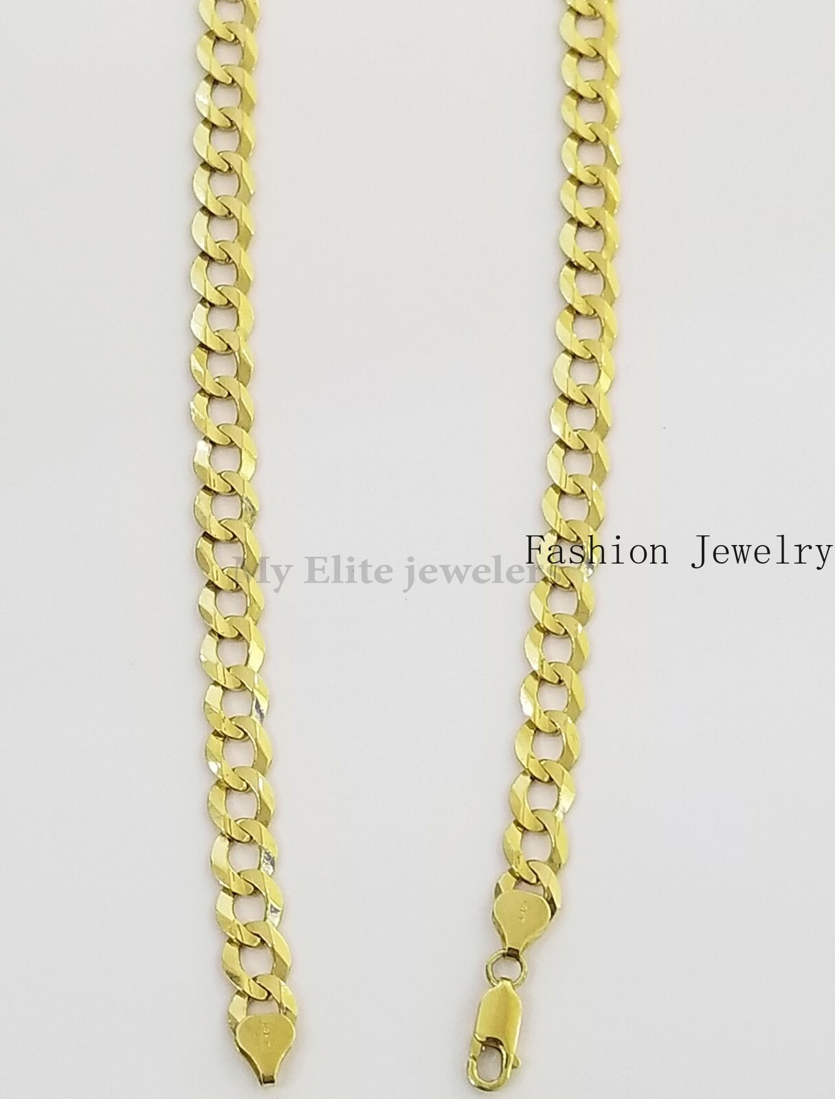 14K Yellow Gold Solid 3mm-10mm Curb Cuban Chain Link Necklace Bracelet 7″- 30″