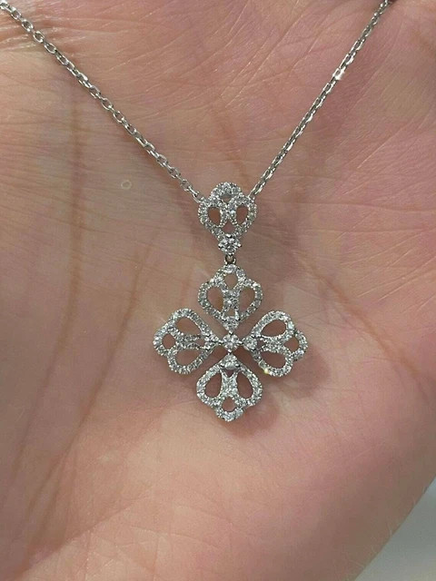 1Ct Round Cut Lab Created Diamond Pendant 14K White Gold Plated Free Chain