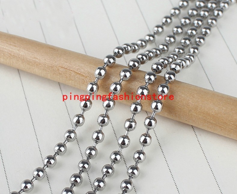 Wholesale1.5/2/2.4/3.2mm Silver Ball Chain Stainless Steel Necklace 10/50/100pcs