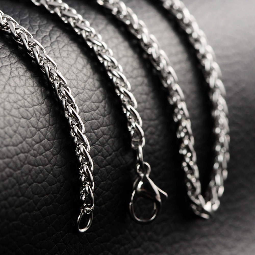 2.5mm Woman Man Stainless Steel Wheat Braided Chain Necklace 16-36” Link Jewelr