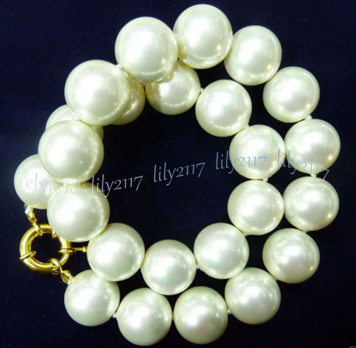 Huge 20mm Round White South Sea Shell Pearl Imitation Pearl Necklace 14-36”