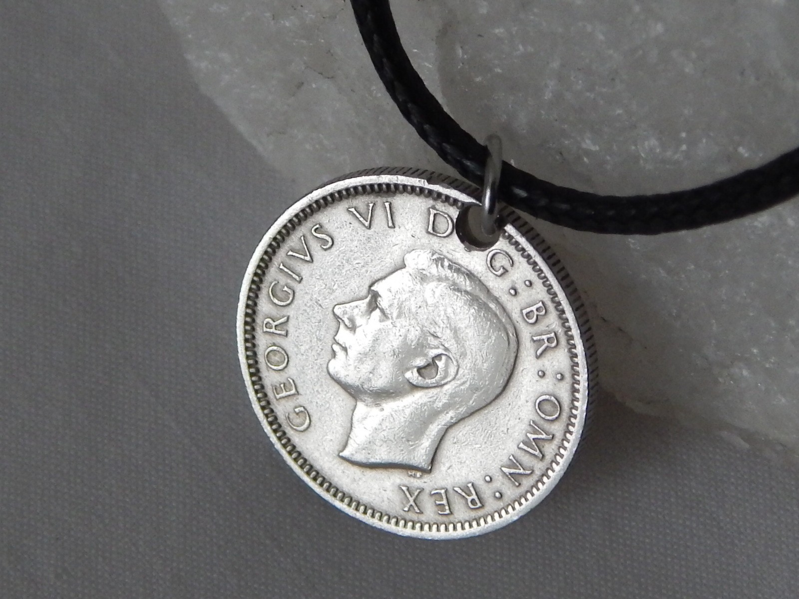 Antique 1949 Great Britain 6 Pence Coin Pendant Necklace #222