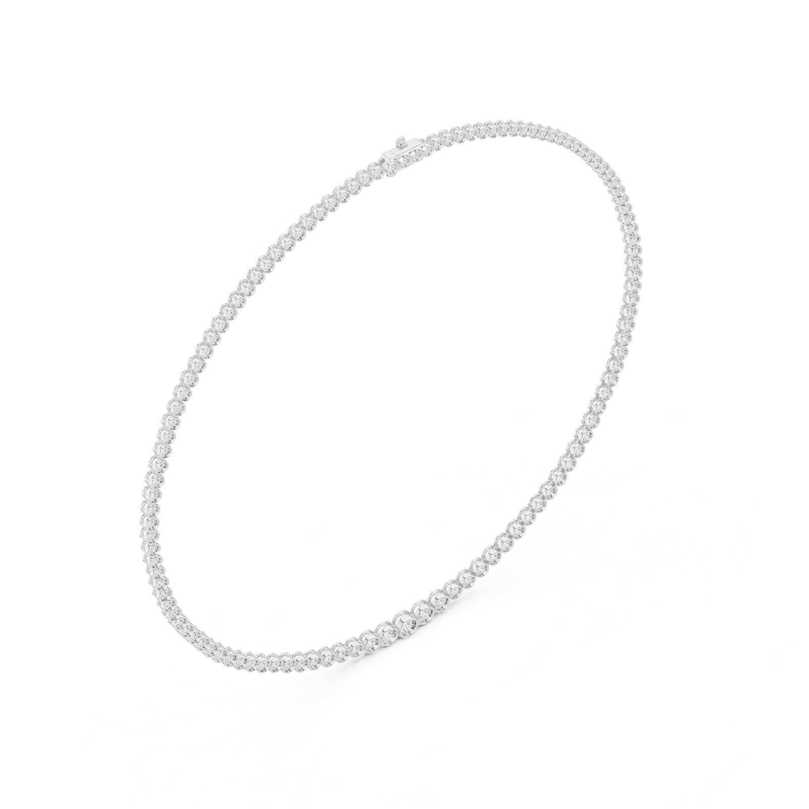 925 Silver Lab Grown Diamond Bezel Tennis Necklace Wedding Promise Gift For Her