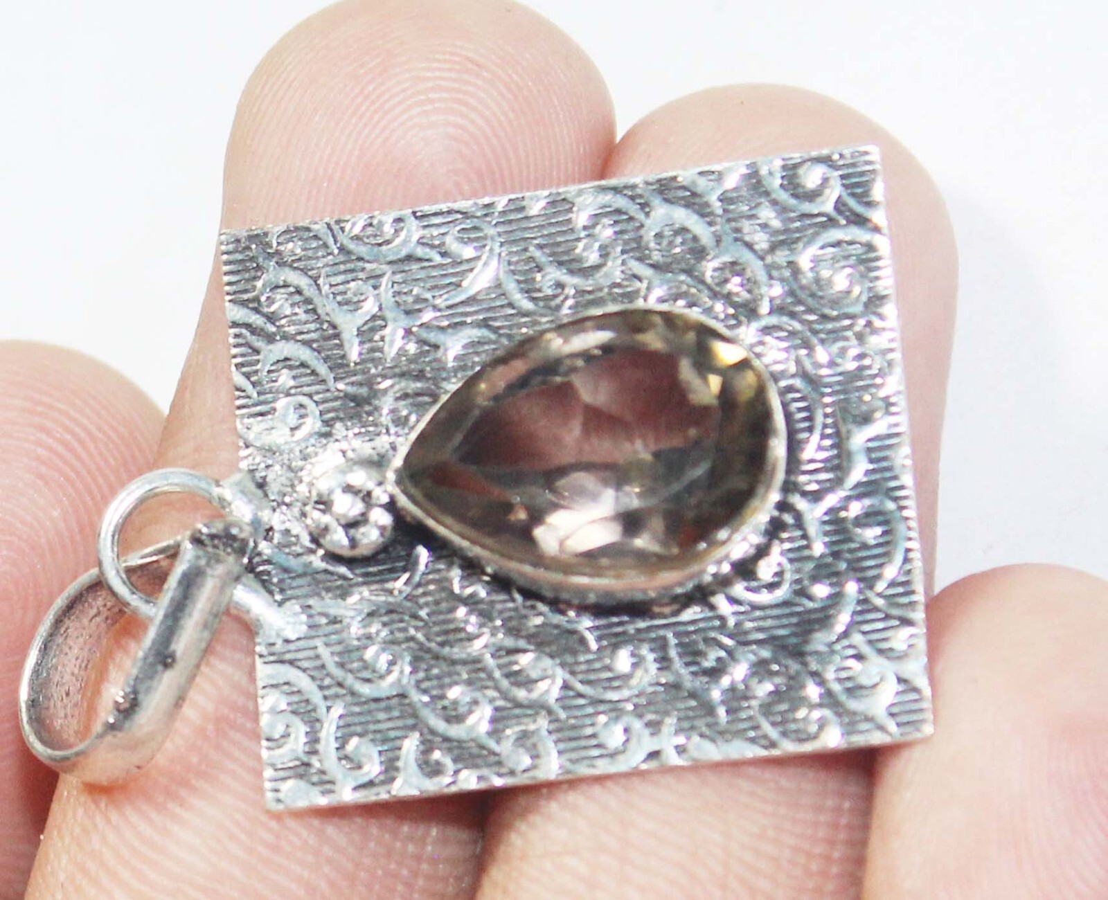 Hydro Smokey Pear Shape Gemstone Handmade Pendent Jewelry Pendant Size 1.5 Inch