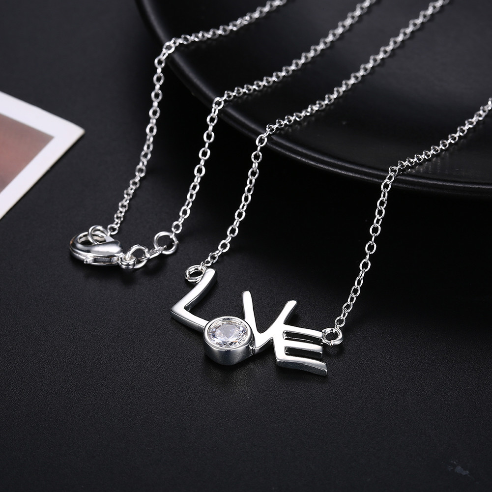Elegant 925 Sterling Silver Filled Heart CZ Love Pendant Woman Necklace N-A593
