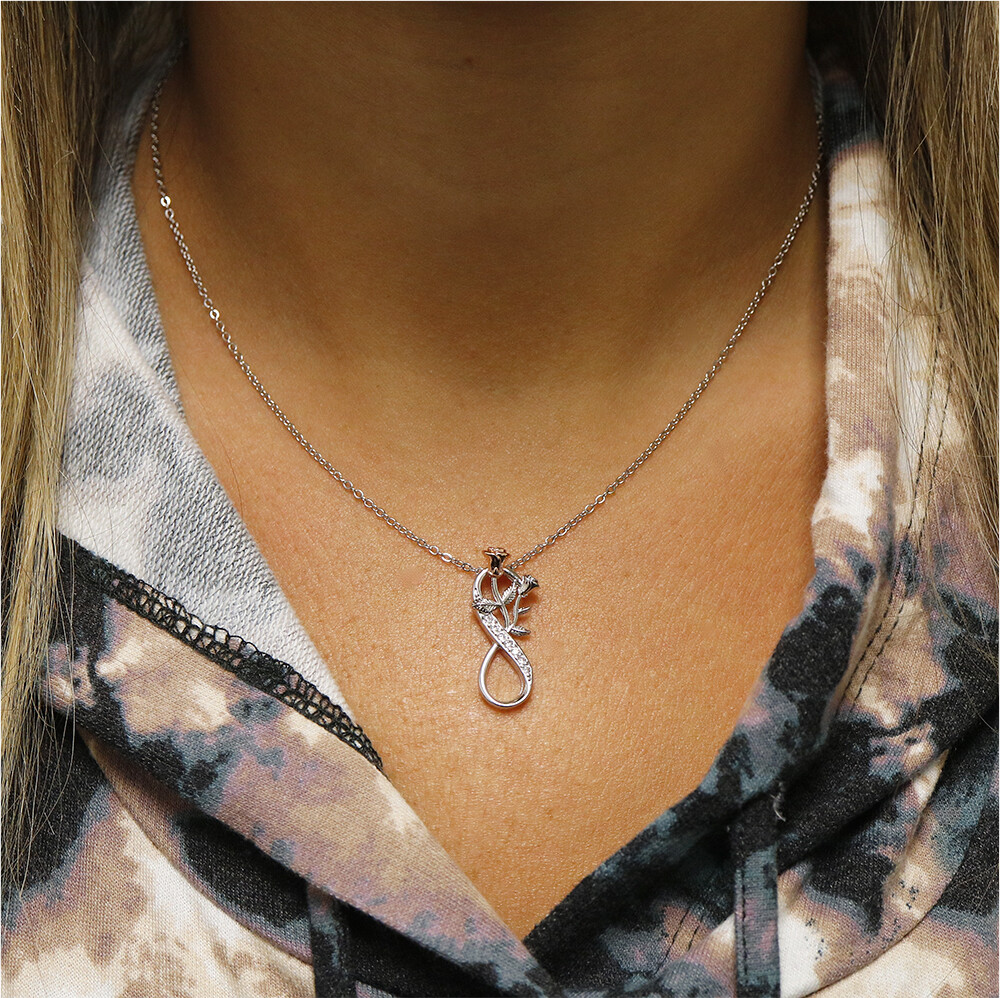 925 Sterling Silver Infinity Rose Flower Pendant Necklace 18″ Adjustable – Gift