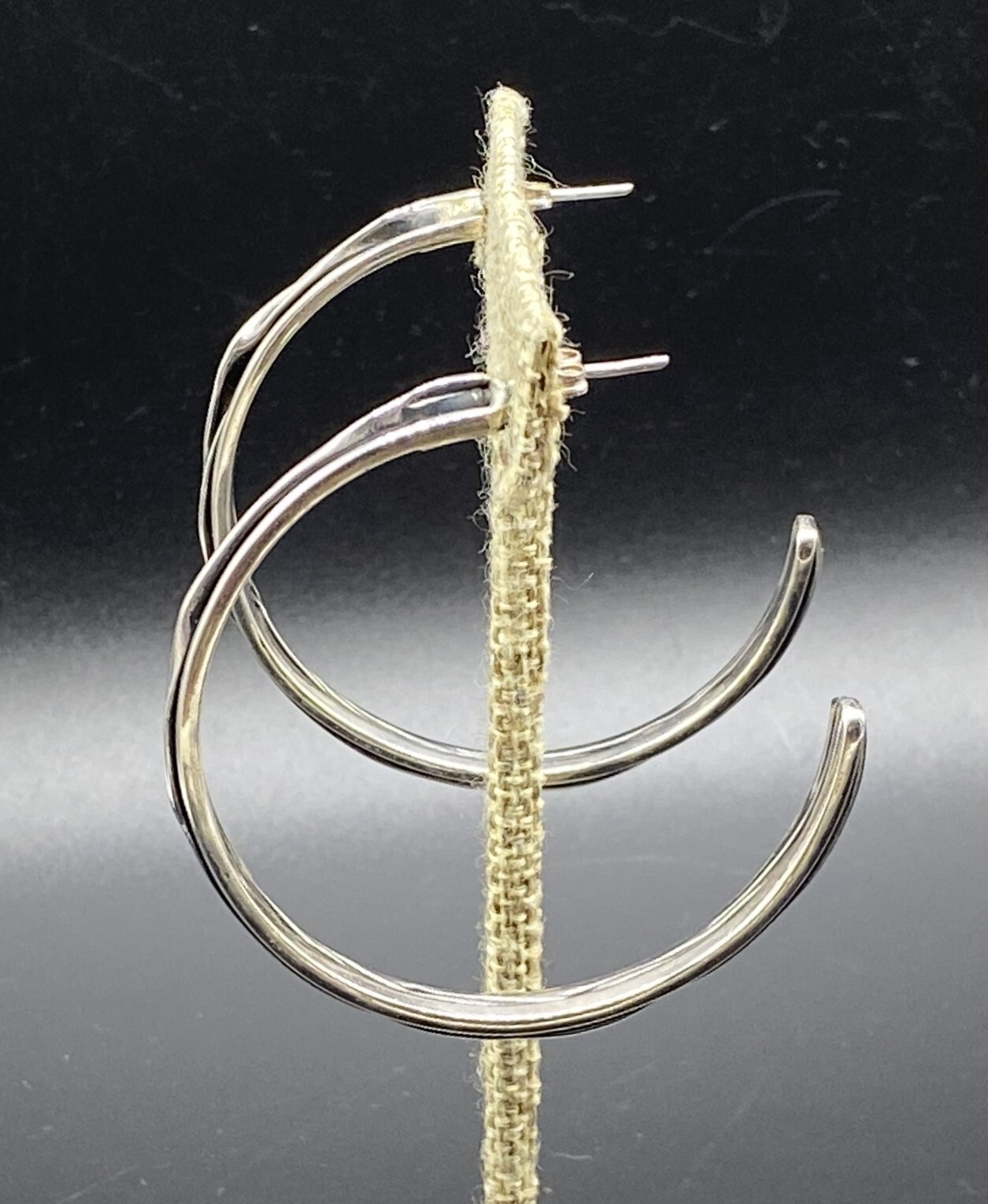 STERLING SILVER-Large Weighty Wrinkled Crinkled Hoop Post Earrings
