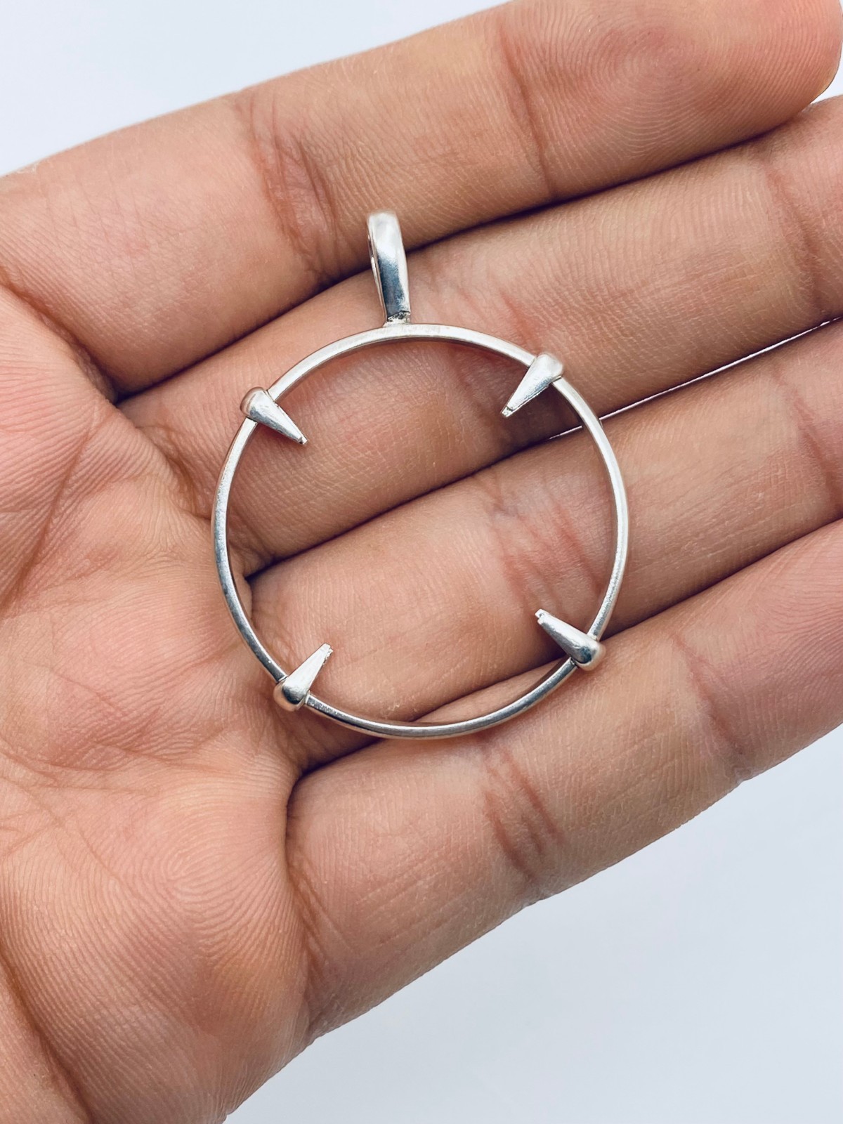 925 Solid Sterling Silver Round Pendant Blank Bezel Holder Coin Handmade