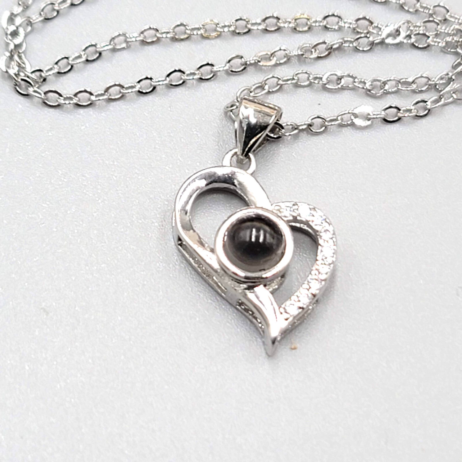 I LOVE YOU in 100 languages Heart Pendant Necklace Valentines Day Silver tone