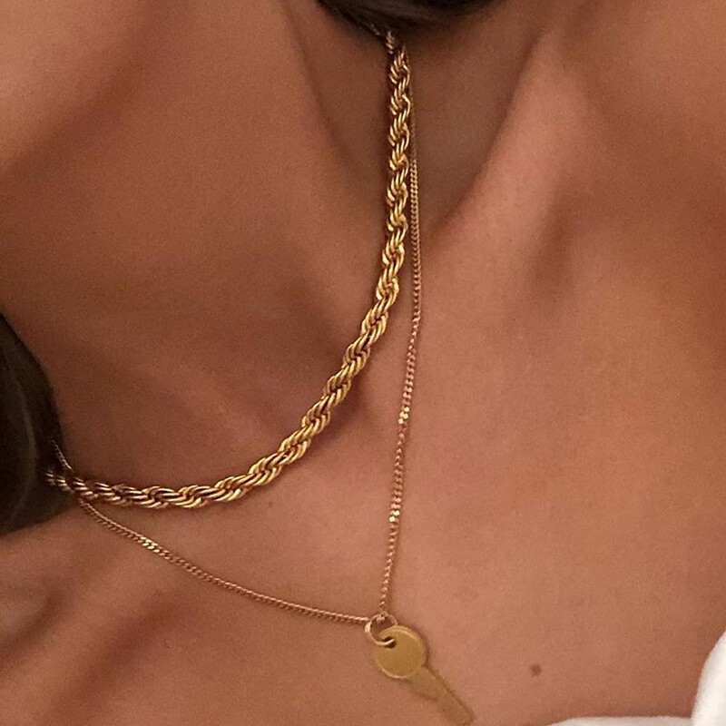 16/18/20/22/24″ Men Women Necklace Twist Rope Chain Link Stainless Steel Jewelry