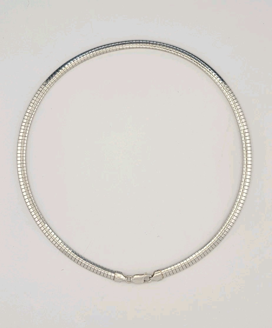 18” 28g MADE IN ITALY OMEGA LINK NECKLACE STERLING SILVER FINE JEWELRY